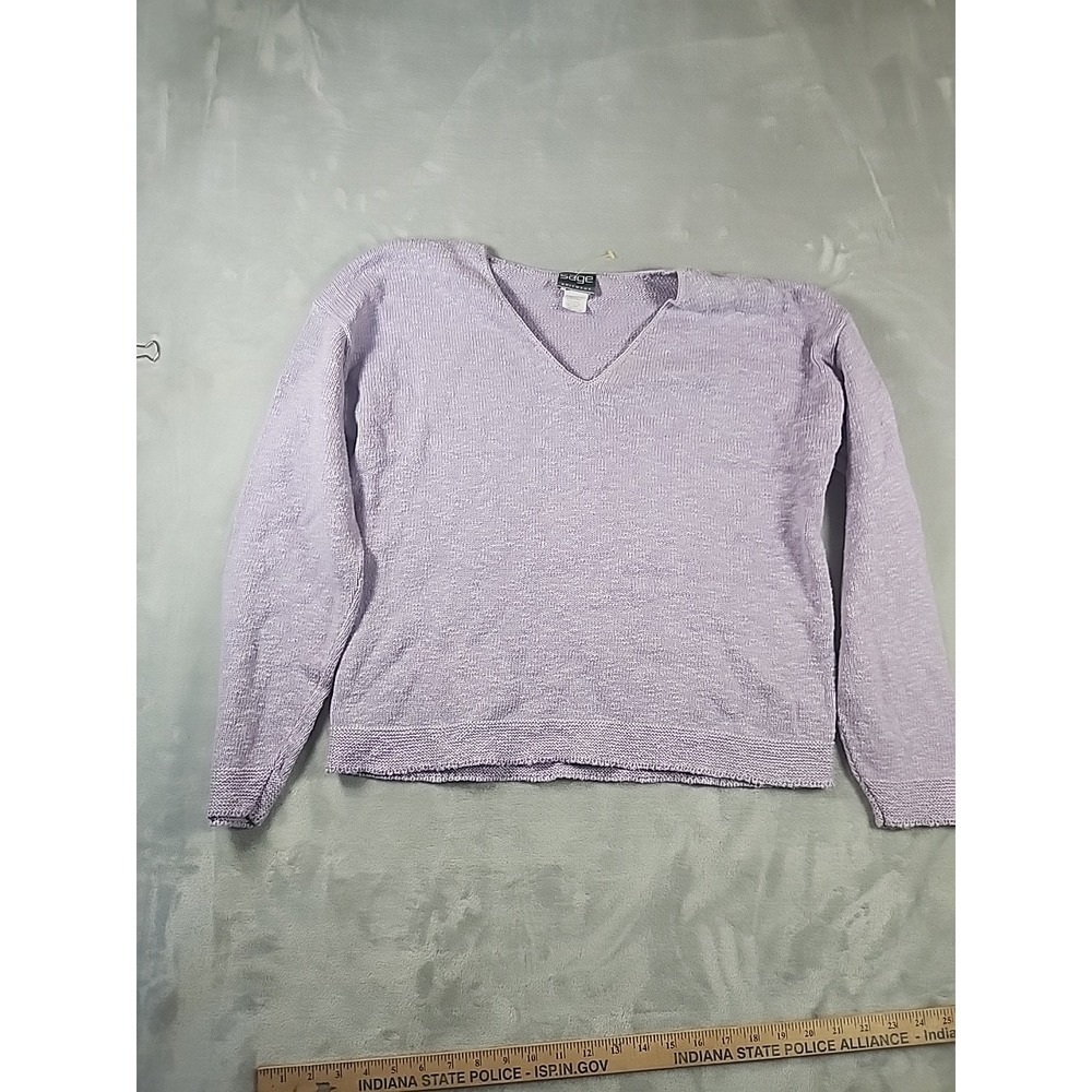 Sage Knitwear‎ V-Neck Cotton Purple Sweater 100% cotton one size